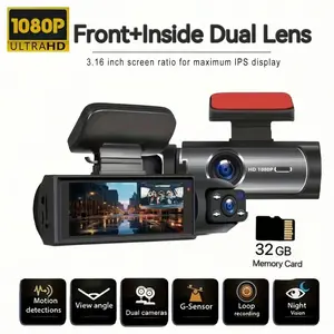 Springtok Car Dashcam, Full HD 1080P Dash Camera for Car, Front and Inner Dash Camera for Cars, Dual Camera, Mini Dashcams for Cars with Night Vision, WDR, Loop Recording, G-sensor, APP, Video Recorder, Car Accessories, Vehicle DVR Auto