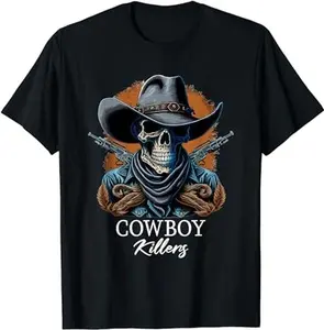 Western Cowboy vintage Punchy Cowboy Killers Skull T-Shirt