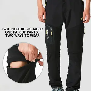 Men’s lightweight cargo casual pants for all seasons, featuring color-block patchwork design, detachable pants and detachable shorts, multiple pockets, suitable for outdoor climbing, running, and other sports outfits; men’s loose-fit pants.
