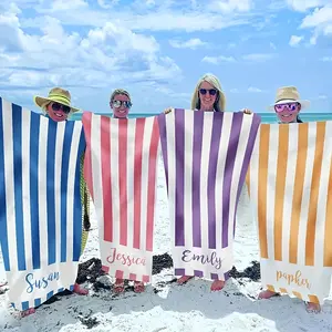 Customizable Beach Towel with Personalized Text - A beautiful, quick-drying, and sand-repellent towel made from soft microfiber.An absolute essential for the beach, travel, camping, seaside outings, and swimming pools-the perfect gift for friends!