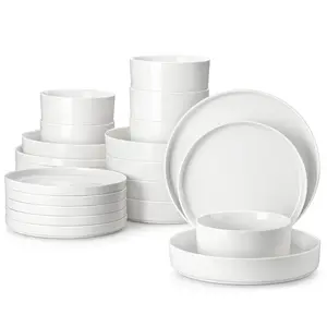 MALACASA Modern Porcelain Dinnerware Set, 12/16/18/24 Pieces White Dish Set for 4/6, Chip and Scratch Resistant Dishware Sets Kitchen Dishes Dining Ware Set, Series LEAH modern design Winter Holiday