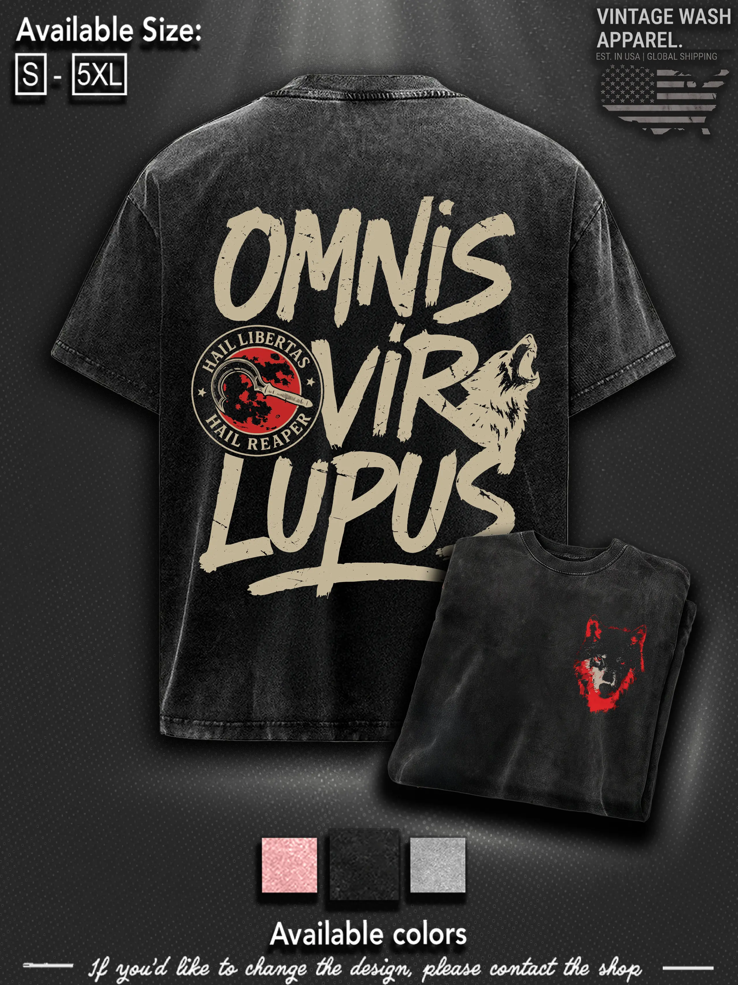 Red Rising Merch, Omnis Vir Lupus, Howler Washed Tshirt Tanktop 2 Sided graphic merch Menswear Tee streetwear Top Casual graphic t-shirts