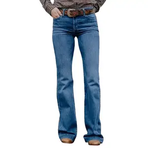 Women's High-Waisted Flare Jeans - Non-See-Through Cowboy Bootcut Pants, Machine Washable All-Season Jeans for Everyday & Formal Outfits - Western Ranch Jeans for Women