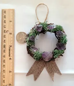 Amethyst Crystal + Heart Mini Wreath