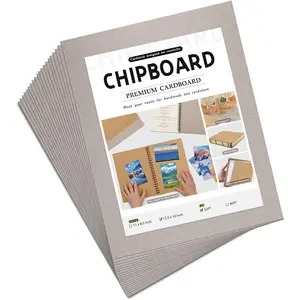 20 Chipboard Sheets 12.5 x 10", 22pt Book Board for Bookbinding, Cardboard for Crafts, Thick Chipboard and Sturdy  Board Thin Cardboard Sheets for DIY Projects, Packaging (Gray)