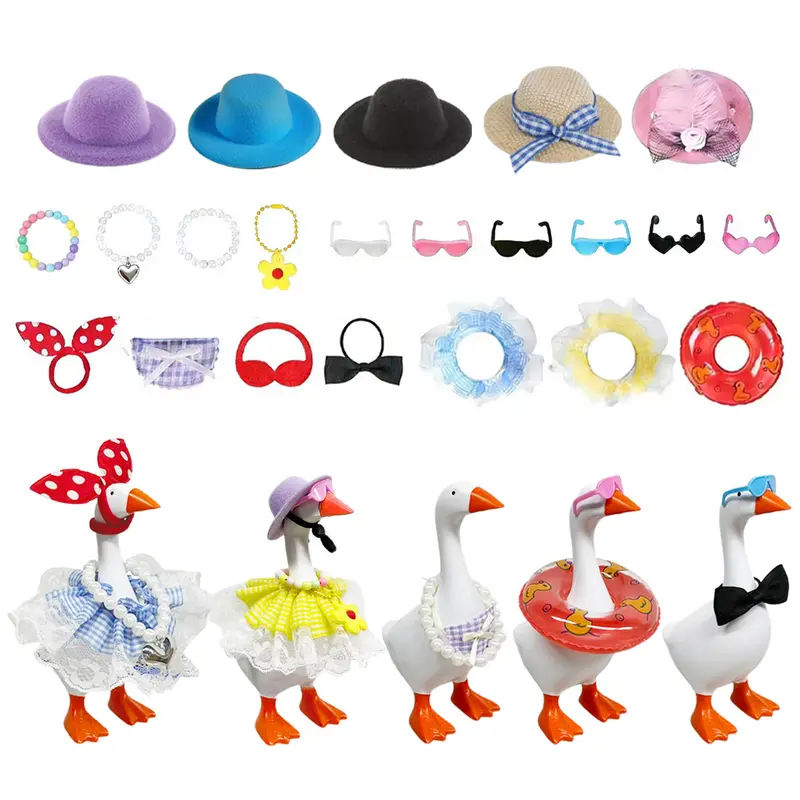 7in Desk Goose 22-Piece DIY Styling Kit - Polyester & ABS Lightweight Summer Outfit Set, Endless Mix & Match Combinations, Magnetic Desktop Key Holder, Custom Craft Play Gift for DIY Styling Lovers