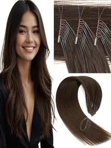 8D Fish Line Micro Link Hair Extensions Human Hair Invisible Nano Rings Beads 50strands/pack 30G/Pack Comfortable Wear