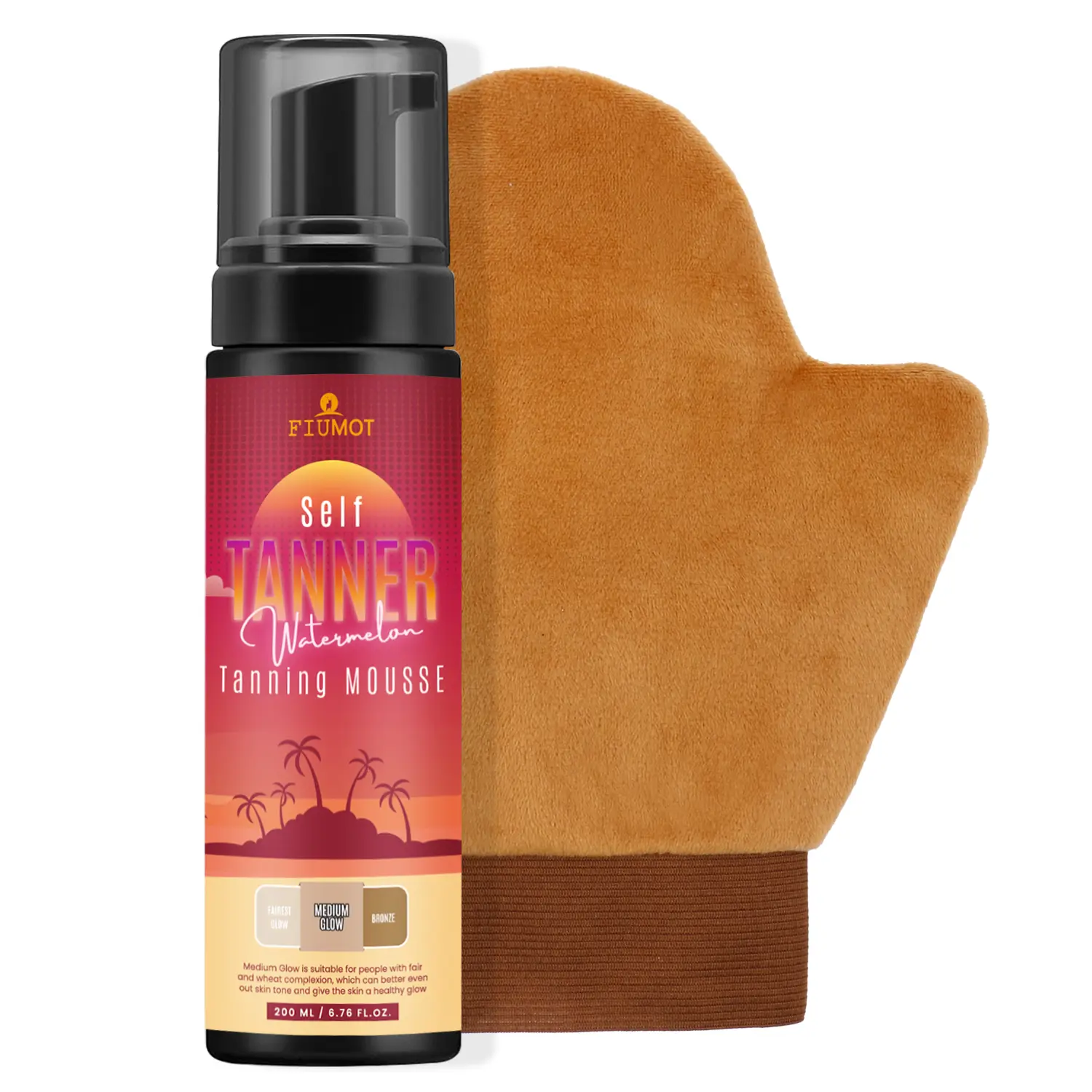 FIUMOT-Medium Tanning Mousse 6.76 oz - Non-sticky, Non-streaking, Lasts up to 7 days, No-tanning, Cruelty-free, Vegan, Suitable for all skin types