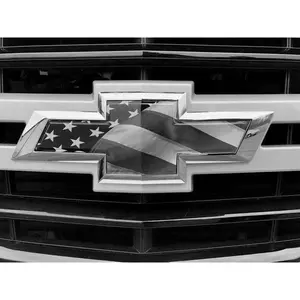 Fits Chevy Tahoe / Silverado Emblem Bowtie American Flag Overlay Decal B&W