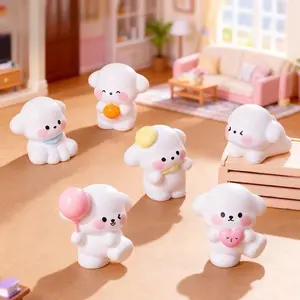 6PCS Mini Dog Figurines, Resin Animal Miniatures, Home Decoration Ornament Figurines, Cute Puppy Decor for Dollhouse