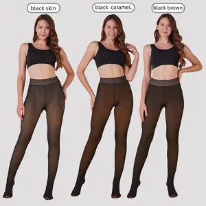 Aura Summit 2025Magic Fleece Lined Leggings High Waist Stretchy Women's Winter Tights Black Skin Caramel Brown Cozy Warm Fleece Lining Perfect for Skirts Dresses Autumn Winter Warm Oversized One-Piece Pants Black Friday Christmas