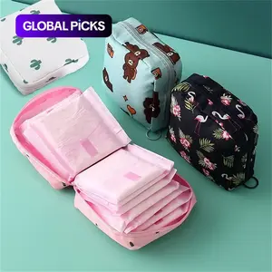 Cartoon Pattern Sanitary Napkin Storage Bag, 1 Count Portable Menstrual Pad Storage Bag, Small Zipper Space-Saving Pouch, Space Saving Bags for Outdoor Travel and Home Organizer Supplies #GLOBAL PICKS