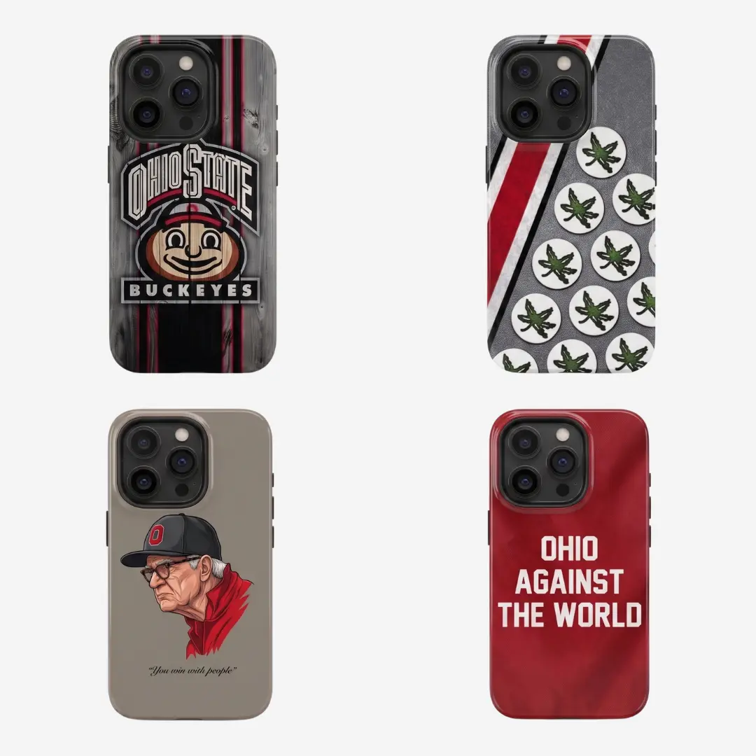 0hio State University B-Buckeyes Mascot Phone Case, Distressed Wood Grain College Sports Fan Cover for iPhone & Samsung, Columbus Tailgate Gift