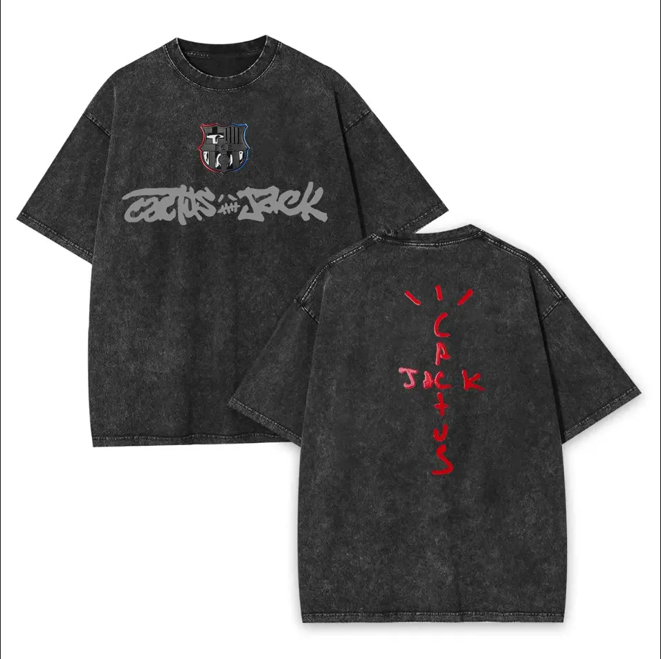 Washed Retro Graphic Unisex Tee, La Frame Cactus Jack Shirt