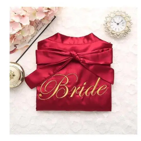 Bride Bridesmaid Wedding Robe Embroidery Kimono Bathrobe Gown Nightgown Casual Satin Short Women Sexy Nightwear Sleepwear Bride Bridesmaid Wedding Robe Embroidery Kimono Bathrobe Gown Nightgown Casual Satin Short Women Sexy Nightwear Sleepwear