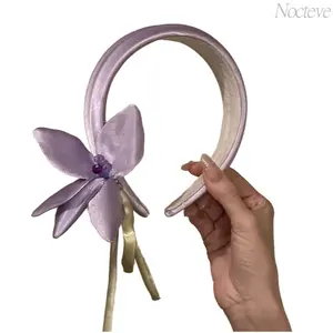 Purple Lily Flower Headband for Women and Girls, Floral Hair Accessory, Spring Aesthetic Hair Hoop, Elegant Garden Party Headpiece, Fairycore Fashion Hairband for Weddings, Photoshoots, Festivals, Vacation Outfits and Daily Wear