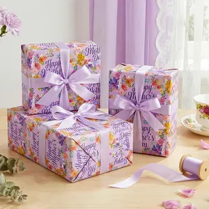 Pink Rose Floral Wrapping Paper Roll, Spring Gift Wrapping Paper for Mother's Day Birthday Wedding Anniversary Party DIY Gift Packaging, 58*23 Inch