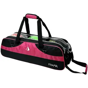 Pyramid Path Slim Triple Tote Roller Bowling Bag (Black/Hot Pink)