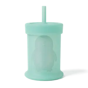 Silipint Silicone 5 oz Penguin Training Cup with Straw Lid