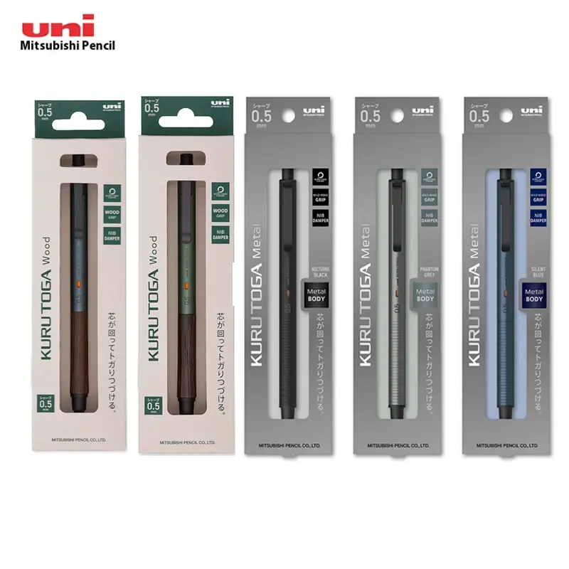 Uni Kuru Toga Wooden Metal Mechanical Pencil​ M5-KW/KH 0.5MM ​Heavy Duty Automatic Pencil Back To School Stationery Supplies​