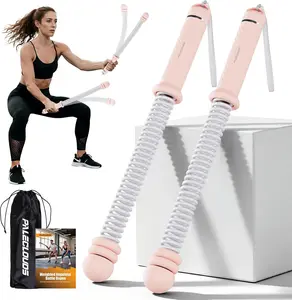 Portable Ropeless Battle Ropes, Adjustable Weights Cordless Battle Ropes for Home Gym with Storage Bag, Weighted Exercise Equipment for Low-Impact Workout, Strength & HIIT, for Men & Women (Pink)