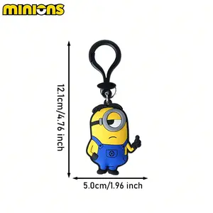 1PC Minions Officially Licensed Minions Stuart Soft Touch Bag Clip Keychain Adorable Key Ring for Fans Collectors and Everyday Use Decorative Key Chain Accessory for Bags or Keys Gift for Women Friends and Family