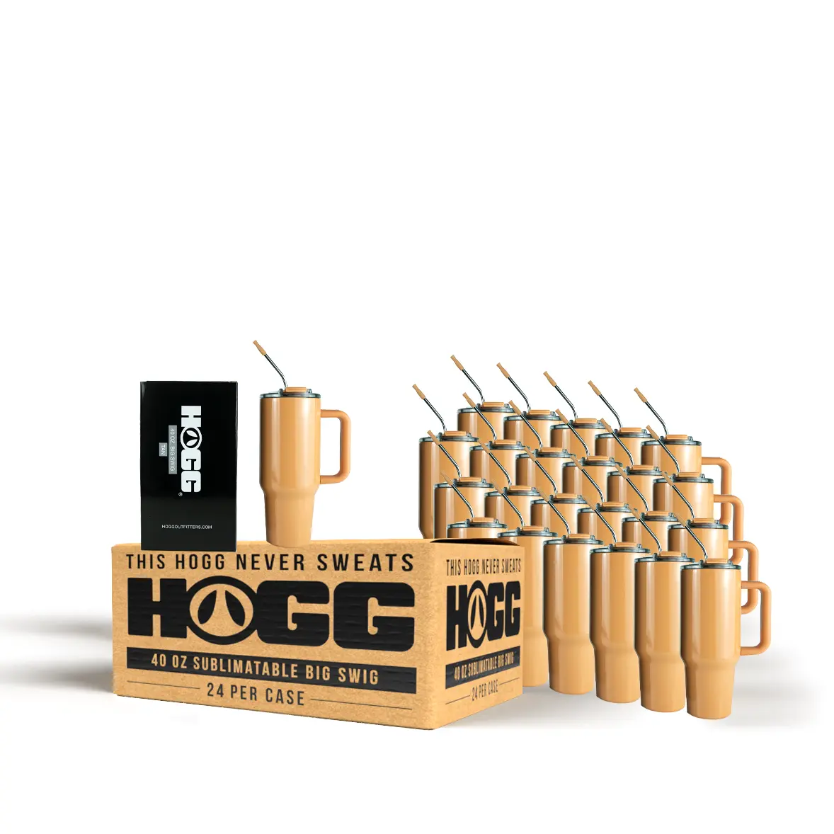 40oz Sublimatable Big Swig Tumbler Case (24 Units) - Tan
