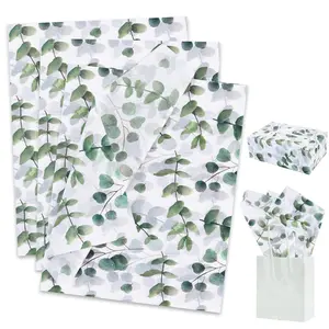 Eucalyptus Tissue Paper Bulk 14 x 20 Inch Green Wrapping Paper for Gift Bags 50 Sheets Ideal for Birthday Wedding Christmas DIY Crafts Holiday Flowers Decorative Napkin 35*50 cm High-Quality Safe Durable
