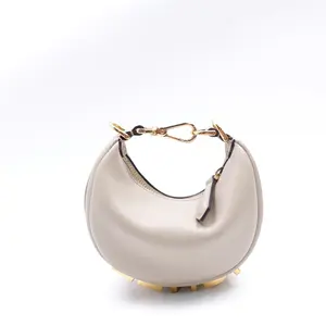 Pre-owned FENDI Calfskin Clutches & Wristlets Graphy Super Mini Beige Wristlet T10378075