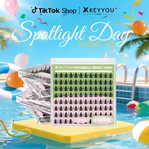 KEYYOU Fairy Single Length DlY Lash Cluster Invsible Band Natural 10mm 12mm 14mm 16mm Waterproof Long-Lasting Eyelashes Extensions  D Curl Easy to Use for Beginners Feline lash look Medusa Lash handmade lash #SpotlightDay
