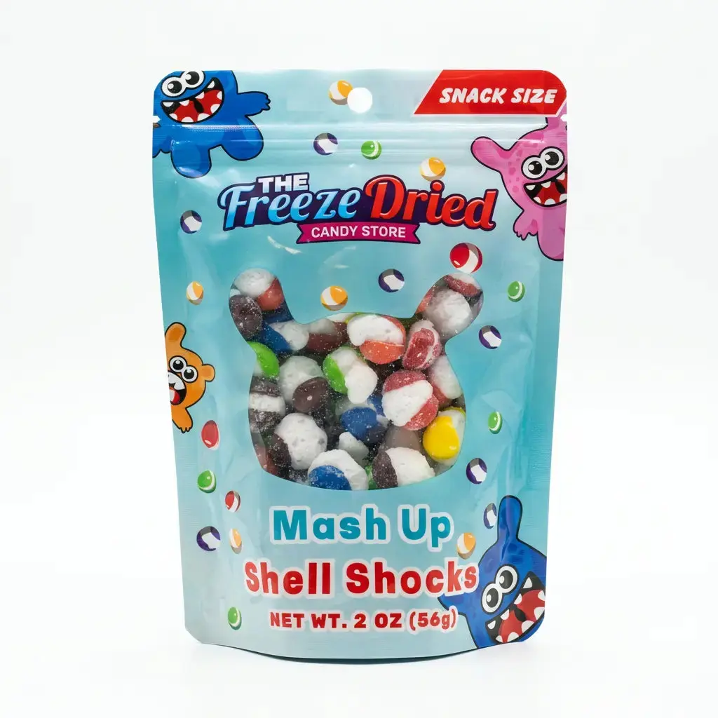 Freeze Dried Shell Shock Mash Up Candies - 2oz Pre-Packed, Crunchy, Multi-Flavored Fruity Bite-Sized Snack with Bold Flavor