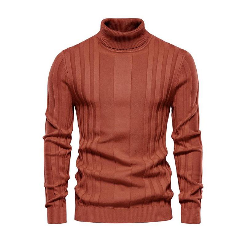 Men's Solid Turtleneck Sweater, Regular Fit Casual Long Sleeve Jumper for Fall & Winter, Men's Knitwear for Daily Wear Knitted Sweater Menswear Tops