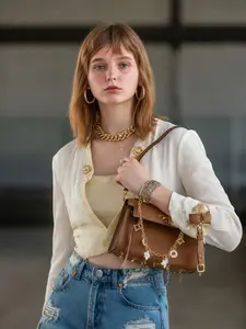 Bag Charm, Cute Wallet Chain Purse Accessory, Stylish Gold Tone Decoration for Bags & Purses, Stylish Playful Charm, Enhance Your Accessories Collection