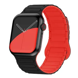 Two-Tone Silicone Watch Strap with Magnetic Clasp | Compatible with All Apple Watch Models 38-46mm | Trendy & Stylish | For Office/Business/Sports/Weekend Leisure | Unisex for Men & Women