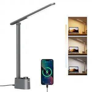 Bright Foldable LED Desk Lamp with USB Charger Portable Adjustable Task Lighting for Home Office Use Natural Sunlight Simulation CRI 95 Eye Caing Blue-Light Design