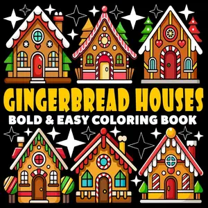 Gingerbread Houses Coloring Book | Bold and Easy Coloring Book: 70 Pages - 8.5" x 8.5" - For Cute Houses Lovers (Bold & Easy Coloring Book Series), Paperback