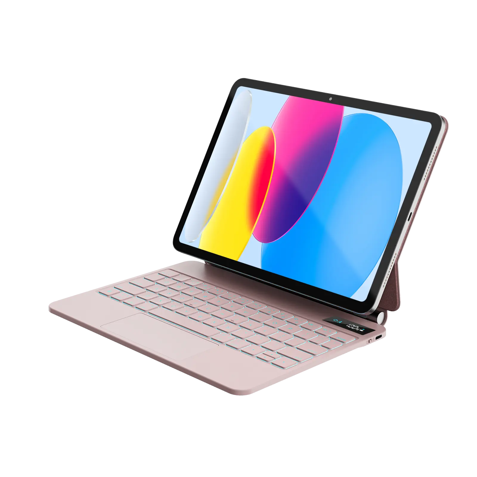 Magic Keyboard for iPad, new for 2026, pink, external keyboard compatible with iPad 10th/11th generation, Magic Keyboard protective case with 7-color backlighting, adjustable Bluetooth version 5.3, weight approximately 680 g