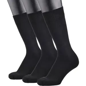 COTTON DAY Men's Premium Soft Combed Cotton Trouser Dress Socks Seamless Toe Black Gray Navy Blue Striped