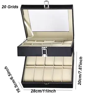 DELESYS 2/3/4/5/6/8/10/12 Slots PU Leather Watch Box Traditional Style Watch Storage Box Gift Watch Case with Lock Does not apply