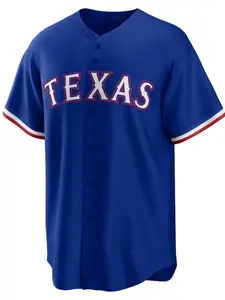 Men's Letter & Striped Print Baseball Jersey, Casual Loose Sporty Short Sleeve V Neck T-Shirt for Summer, Fashion Men's Top for Daily Wear, Home Jersey