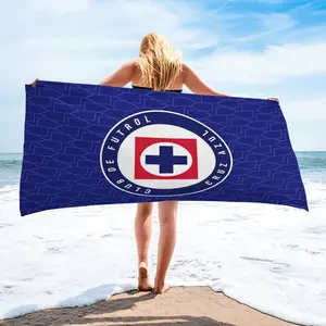 Cruz Azul Soccer Club Logo Print Beach Towel, Soft Absorbent UV-Protective Beach Towel for Fans, Ideal for Beach, Picnics & Camping