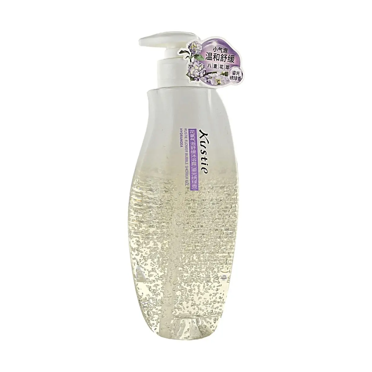 Kustie Hydrating Oxygen Bubble Body Wash - 500g Amino Acid Gentle Cleanser, Hydrangea Floral Fragrance, Sensitive Skin Safe, Silky Smooth Moisture, Bath & Body Care Gift