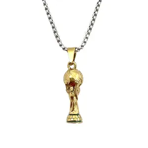 World Cup Trophy Necklace, Stainless Steel Football Pendant, Sports Series Jewelry, Men's Accessory