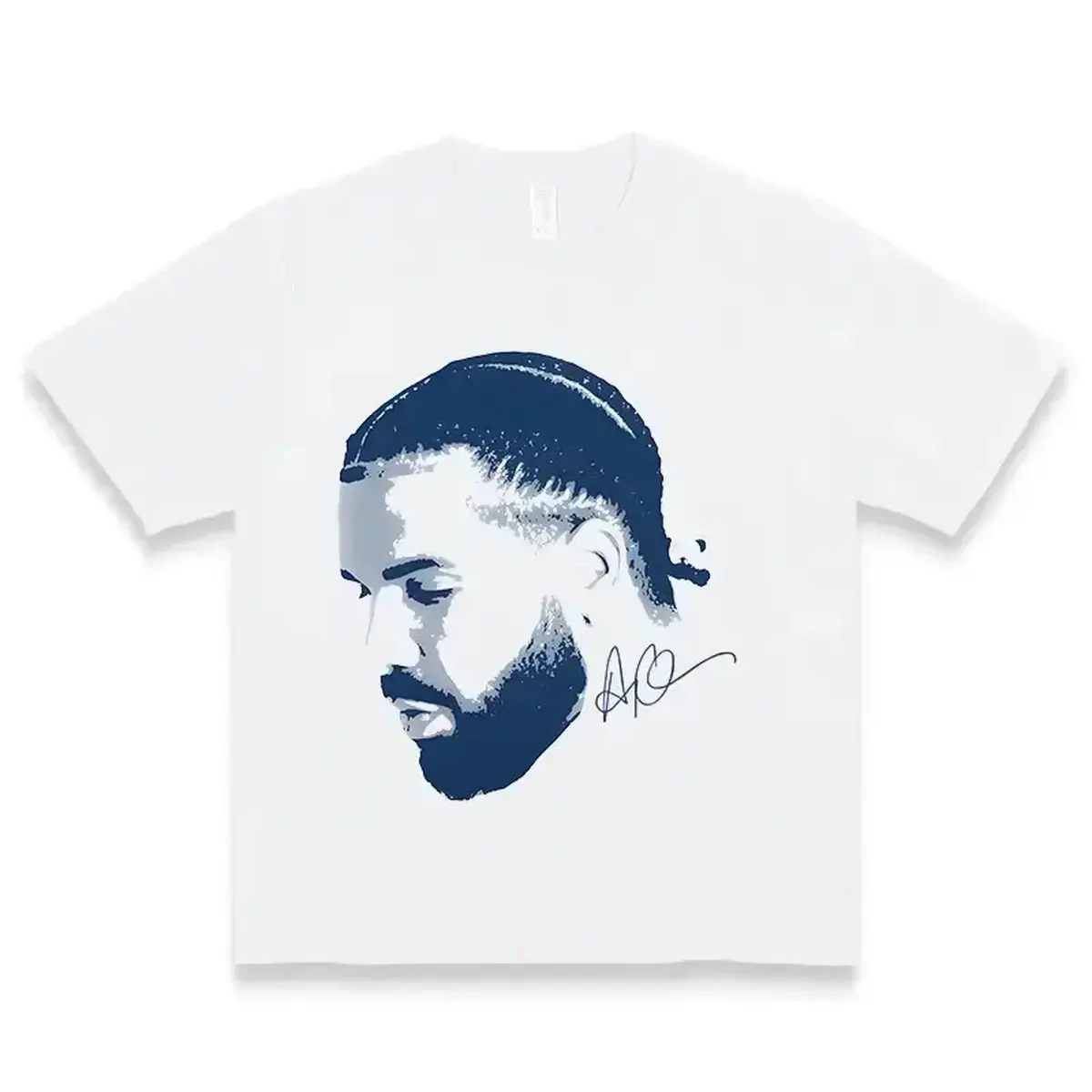 Unisex Boxy Fit Heavyweight Tee "Drake Face Graphic Tee – 100% Cotton Retro Hip Hop Shirt, Unisex Casual Crew Neck T-Shirt, Bold Vintage Y2K Rap Style, Comfortable Everyday Cotton Tee, Menswear Streetwear Camiseta, Trendy Urban Outfit, Gift-Ready Summer V