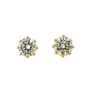 18K Gold Filled Sparkle Studs 7mm CZ Waterproof Earrings for Daily Wear