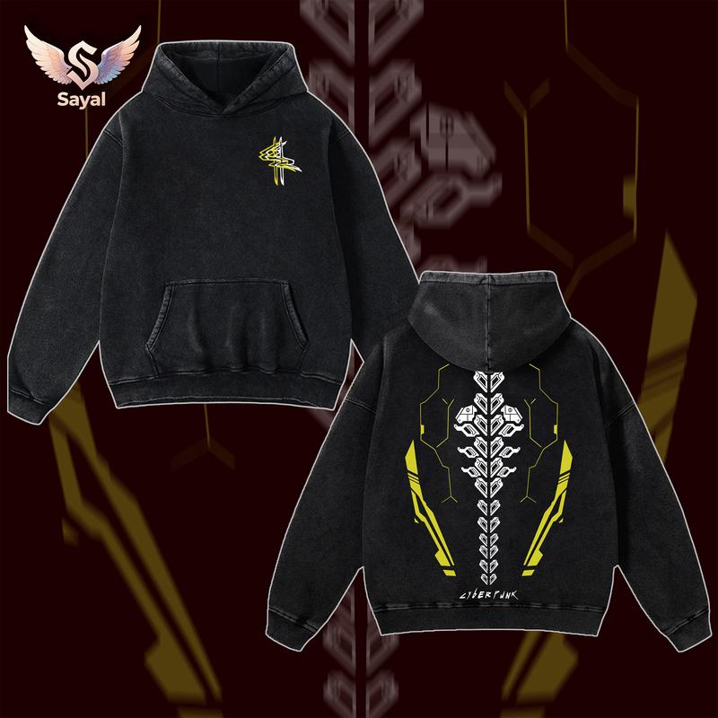 Retro Limited Cyberpunk 2077 Edgerunners Neoncore Hoodie Unisex Acid Washed Lightweight Tee Merch Cyberpunk Edgerunners, Graphic Hoodies, Fabric Top Cotton Menswear Classic Clothes Apparel Soft Streetwear Classic