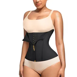 FeelinGirl High Compression 15 Steel Bones Tummy Control Waist Trainer Shapewear Belts Double-layer Comfortable Front & Back Curved Design Zipper Women's Girdle
