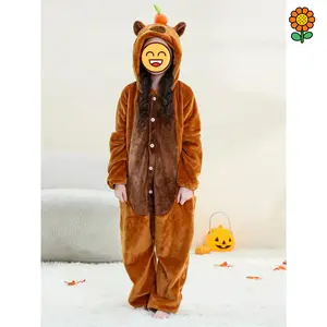 DZP-[Kids' Capybara Onesie] Cute Capybara Onesie - Soft Brown Animal Outfit with Hood, Easy Button Closure, Loose Fit for Boys & Girls - Halloween & Christmas, Birthday Party, Zoo, Photo Shoot, Spring/Fall Wear, Kids Event Attire, Playful Kids Attire, Dur