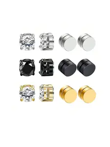 Fashion Zircon Stud Earrings for Men & Women, Magnetic Rhinestone Jewelry Accessory, Perfect Gift for Him, All Season Wear, Cubic Zirconia