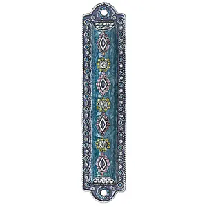 Blue Jeweled Mezuzah